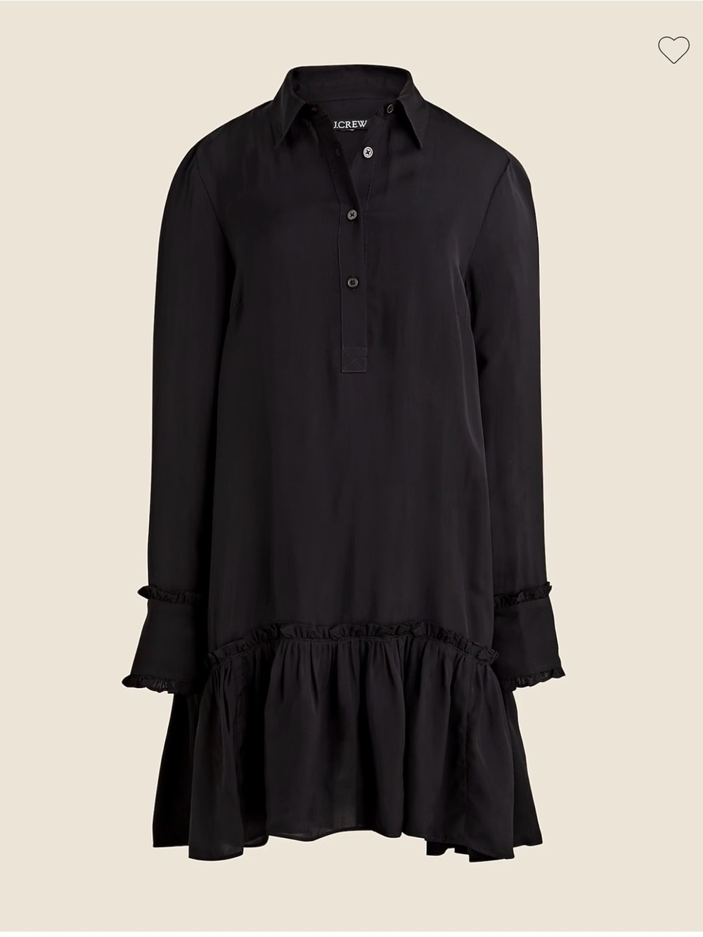 J.Crew Amelia Popover Shirt-dress in Drapey Viscose Twill Black NWT Size XL